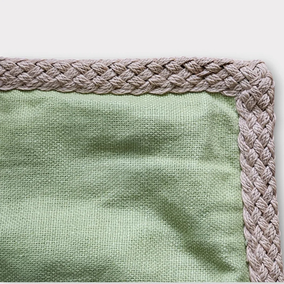 Pottery Barn Linen Pillow Cover 16"X26" Celery Braided Jute Trim Sham Farmhouse - Picture 3 of 8